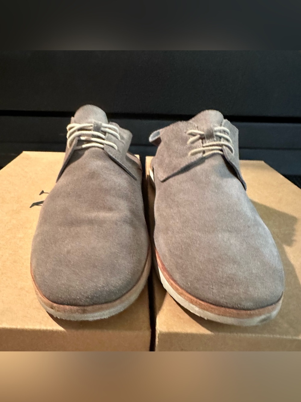Nisolo Men's Gray Suede Derby Shoes